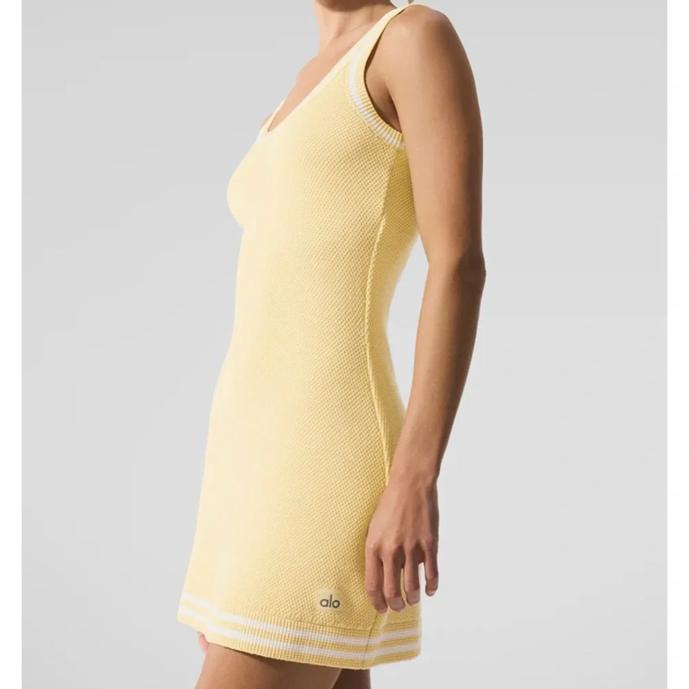 💛ALO Tennis Club Sweater Knit Dress- Warm Butter/White💛 - Picture 9 of 15